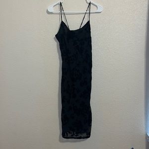 Ann Taylor Black MIDI/Mini Dress with Velvet Black Designs